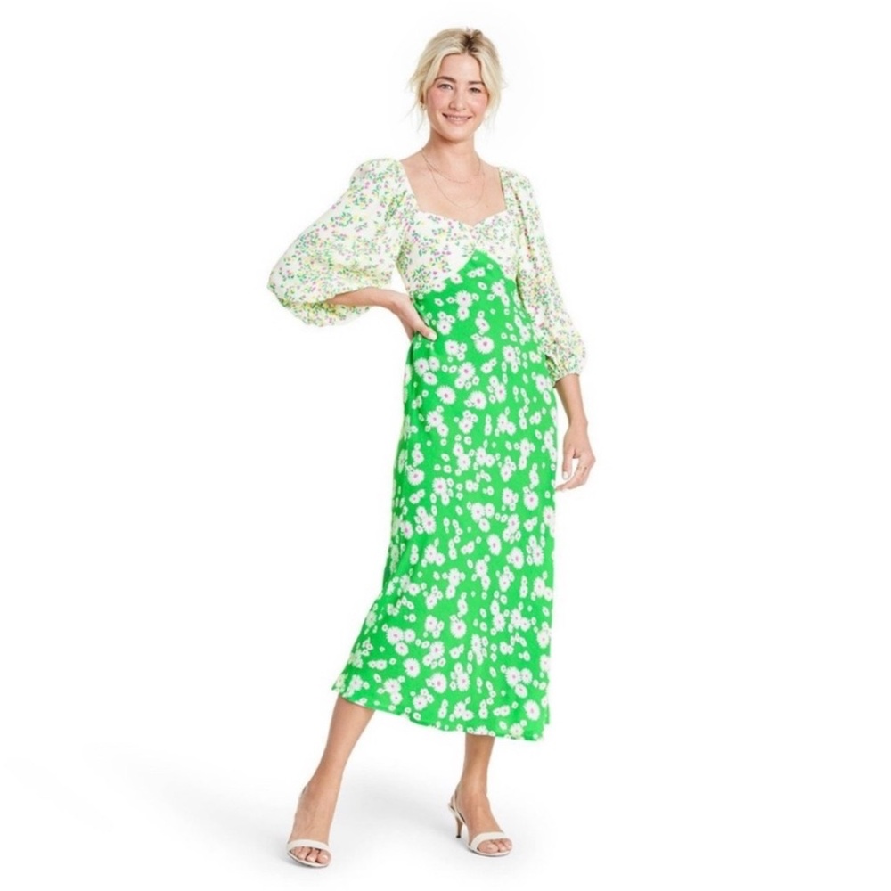 Floral Green Midi Dress
